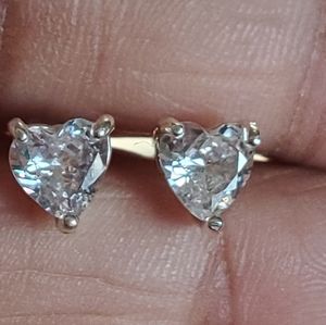 Cubic Zirconia Heart Stud Earrings